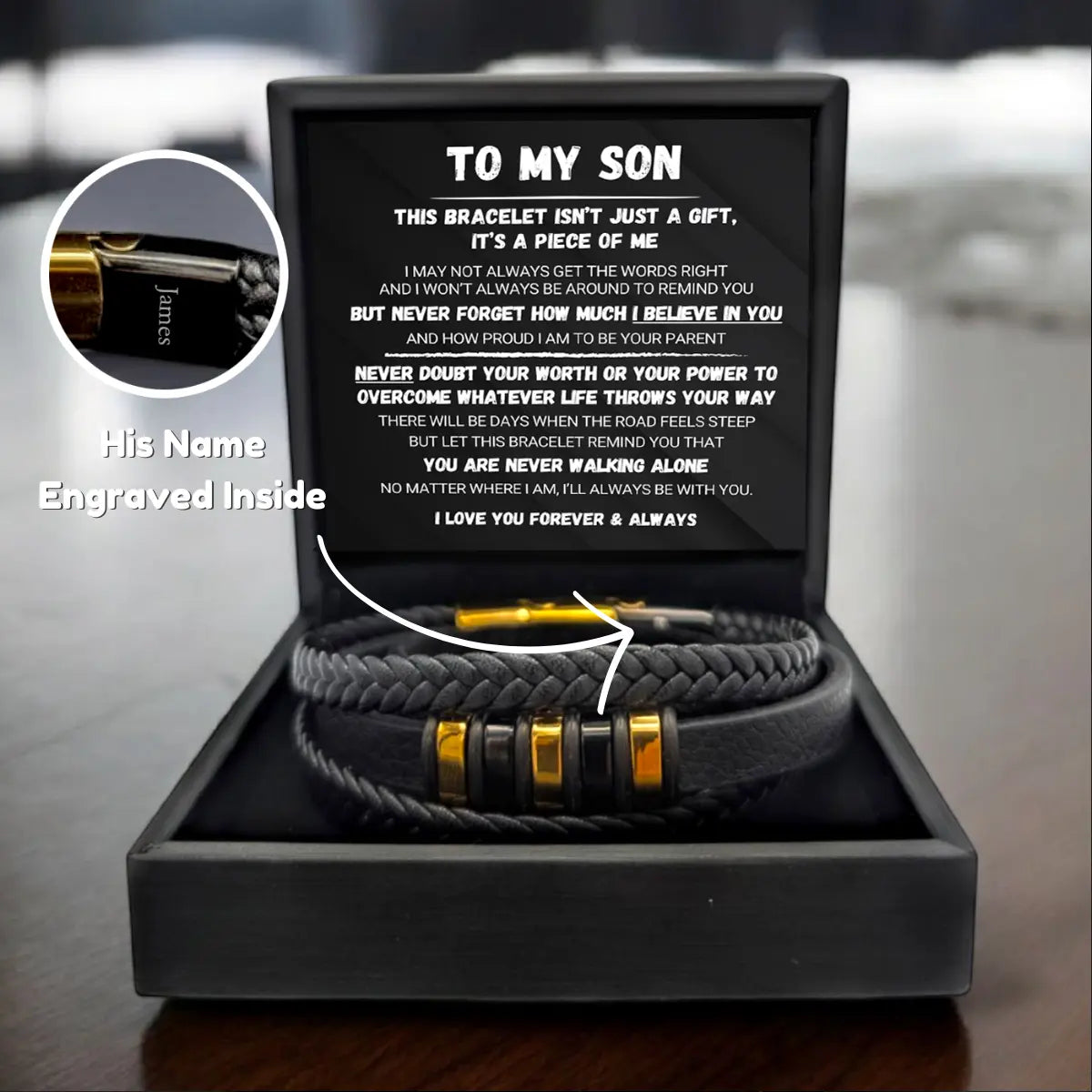 To My Son | Never Alone | Braided Bracelet Set