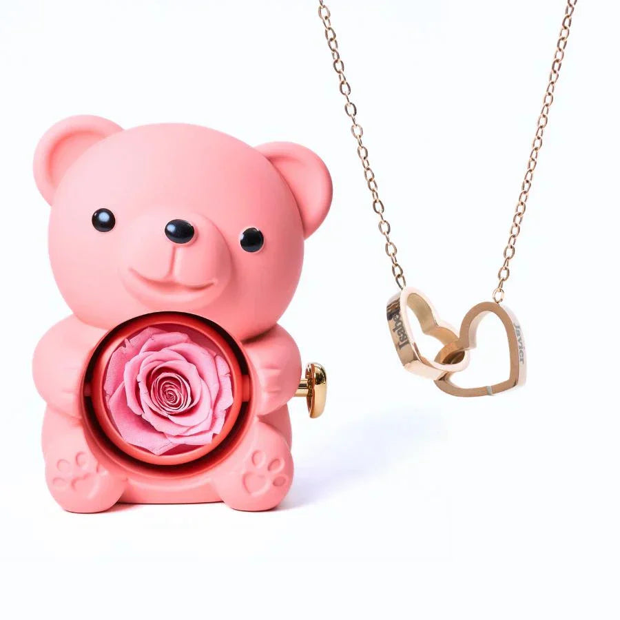 Eternal Rose Bear | Engraved Necklace