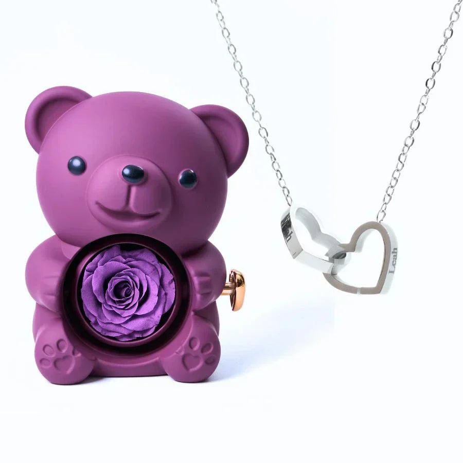 Eternal Rose Bear | Engraved Necklace