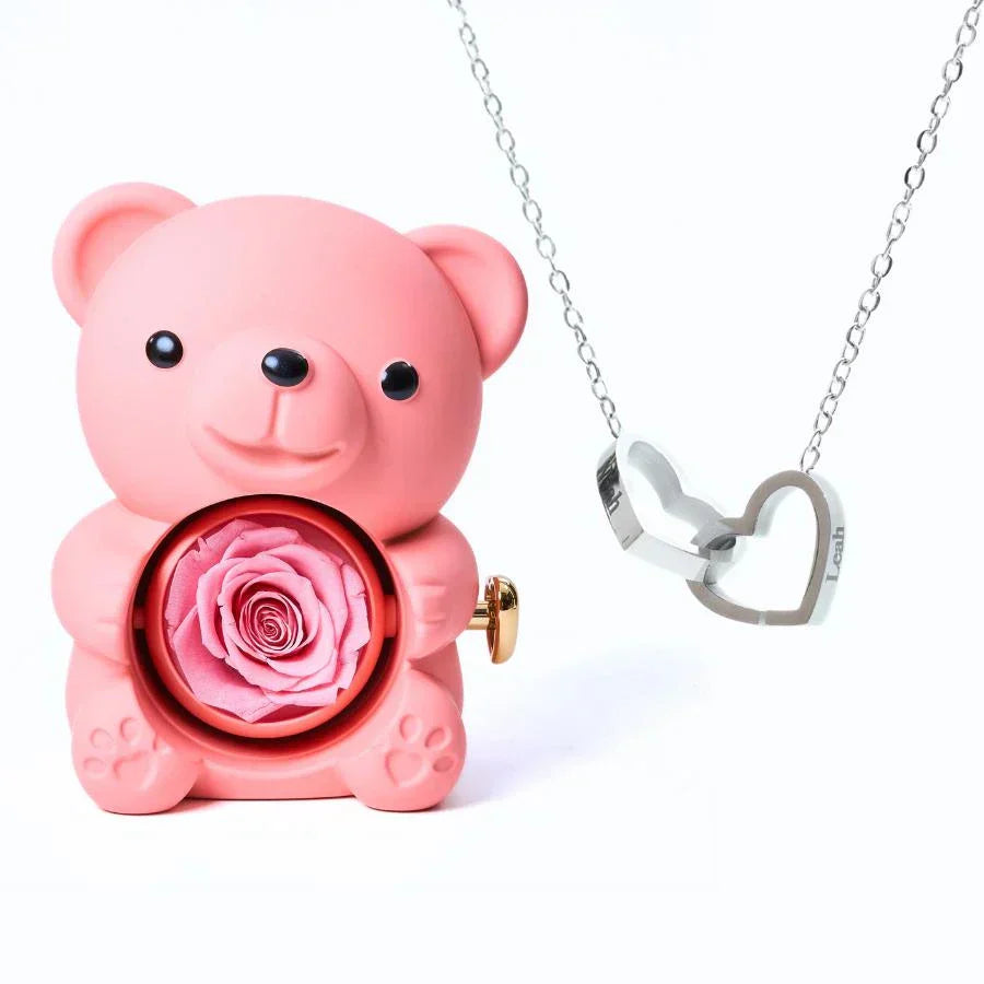 Eternal Rose Bear | Engraved Necklace