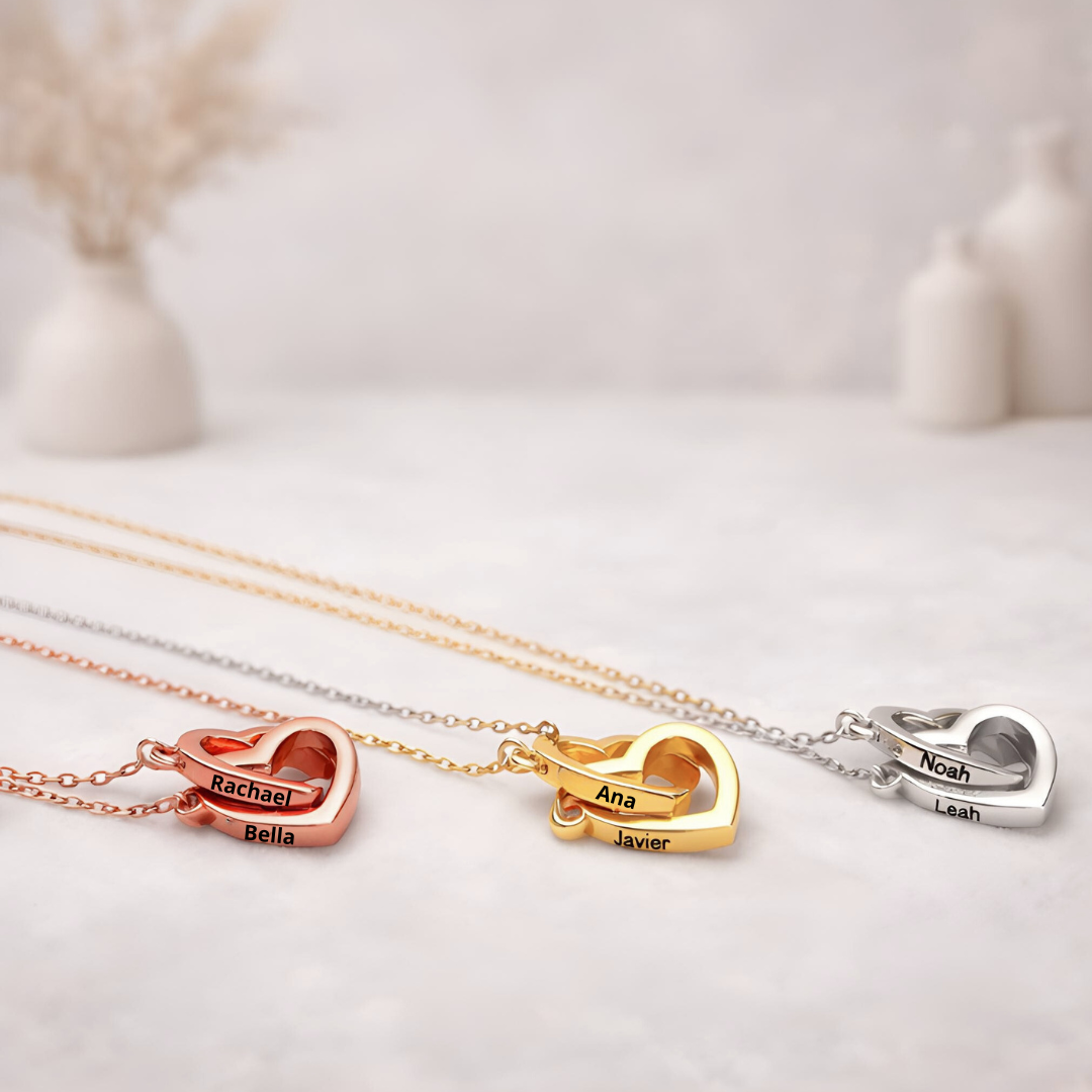 Eternal Rose Bear | Engraved Heart Necklace