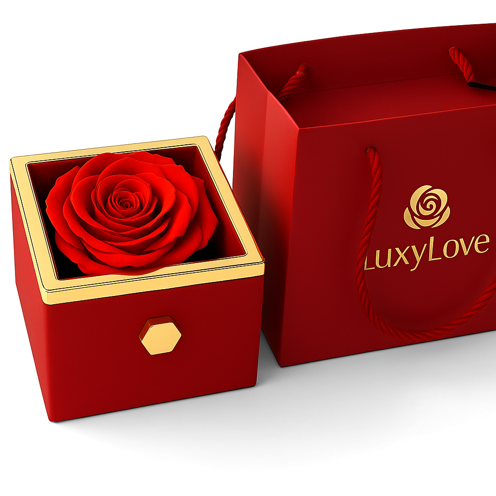 Eternal Rose Box with Engraved Necklace
