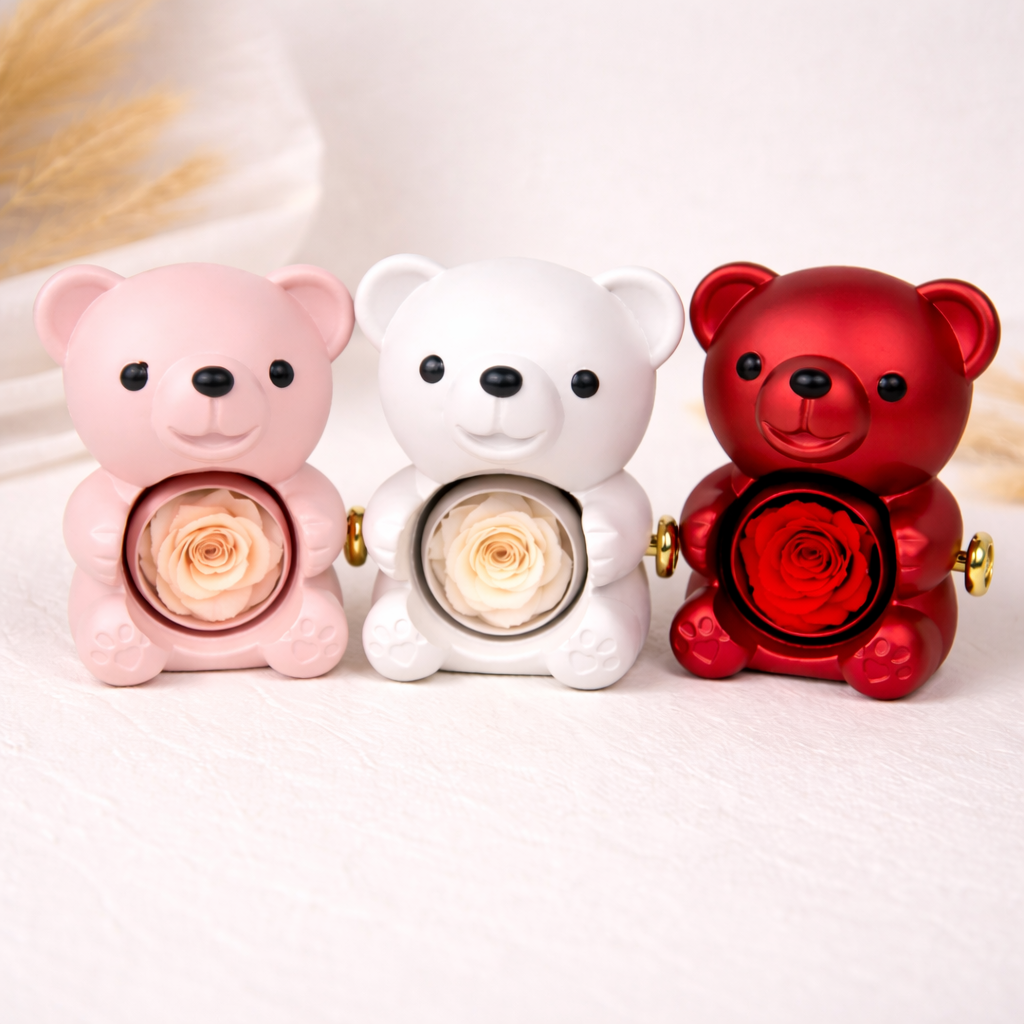 Eternal Rose Bear Box & Forever Together Rings