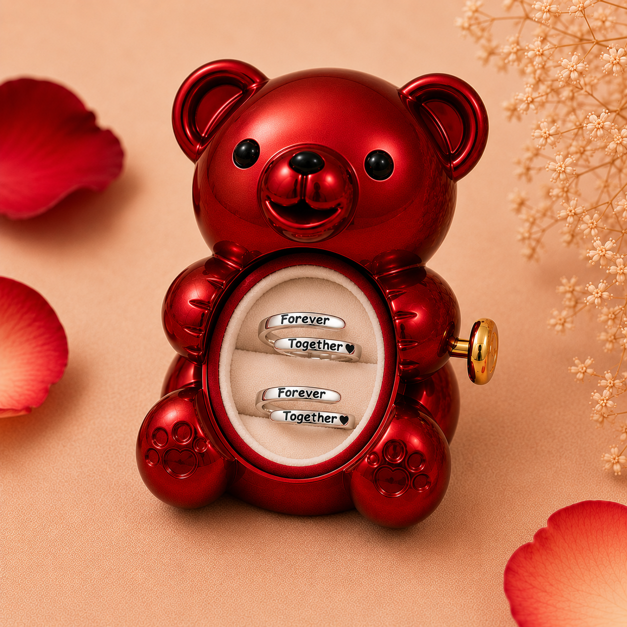 Eternal Rose Bear Box & Forever Together Rings