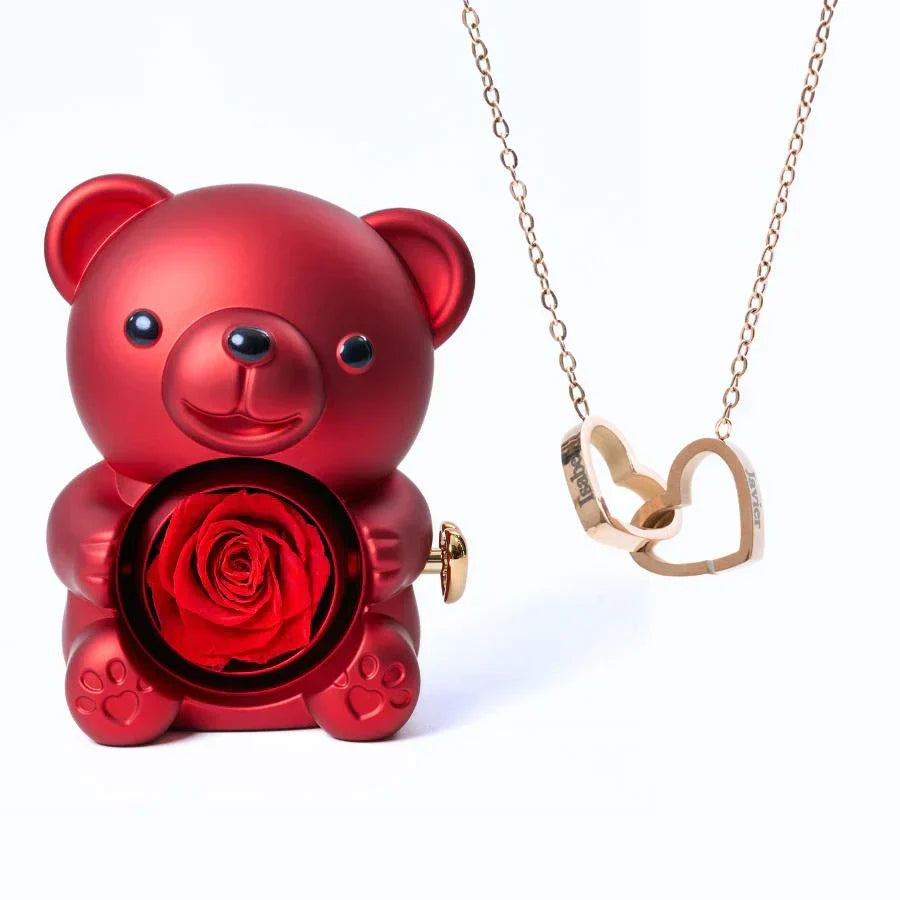 Eternal Rose Bear | Engraved Necklace