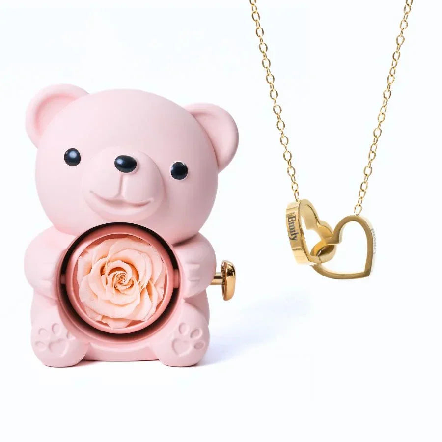 Eternal Rose Bear | Engraved Necklace