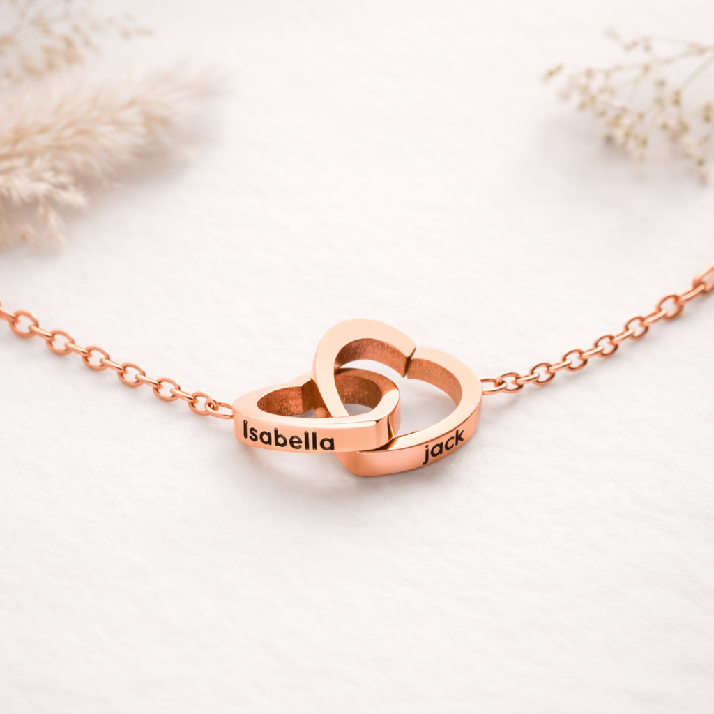Eternal Rose Bear | Engraved Heart Necklace
