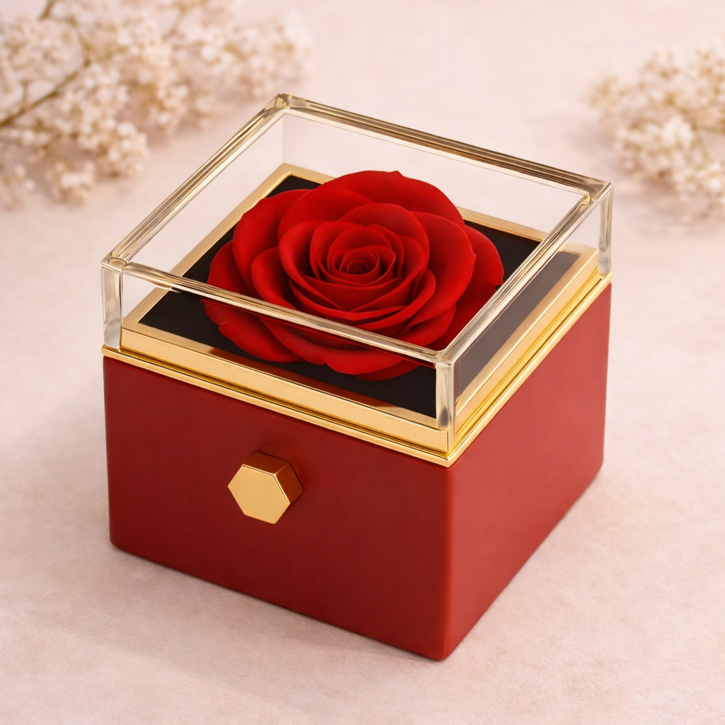 Eternal Rose Box & Engraved  Heart Necklace