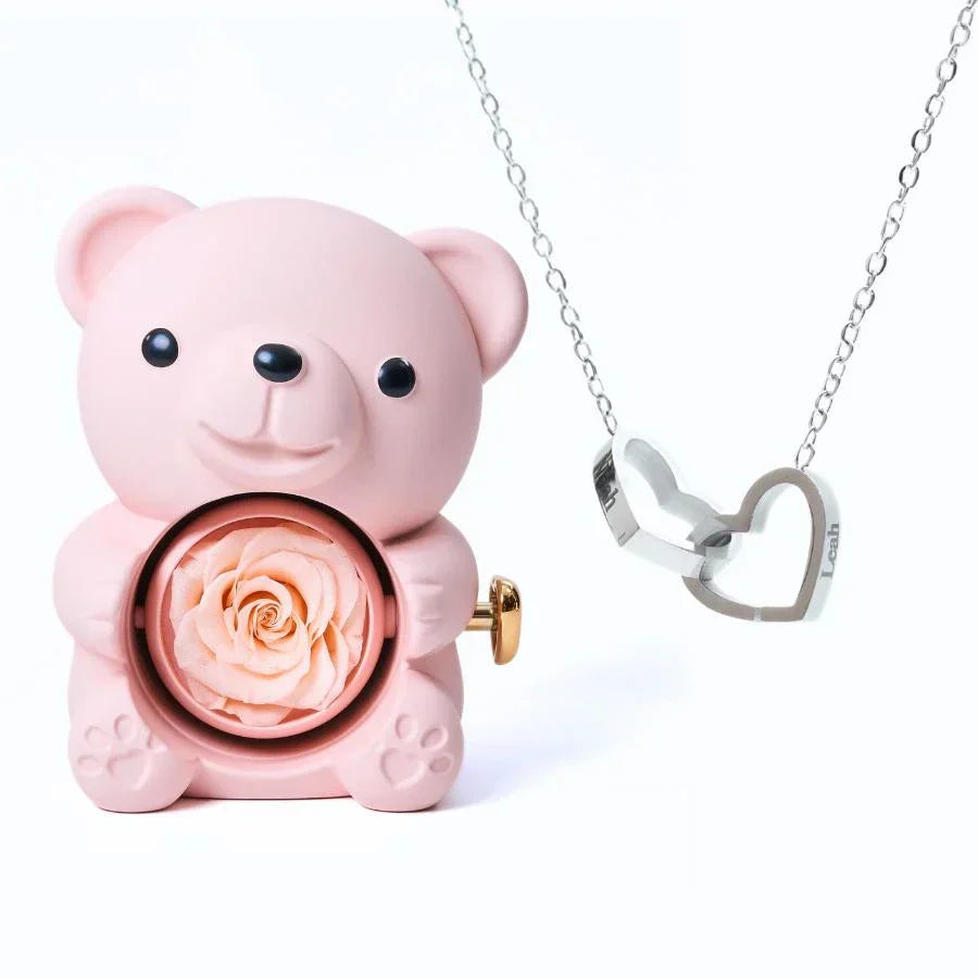 Eternal Rose Bear | Engraved Necklace