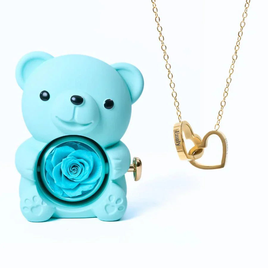 Eternal Rose Bear | Engraved Necklace