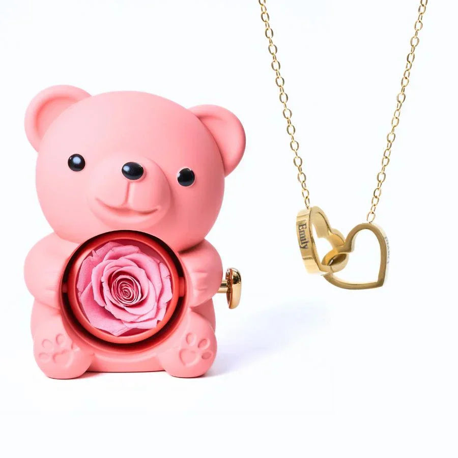 Eternal Rose Bear | Engraved Necklace